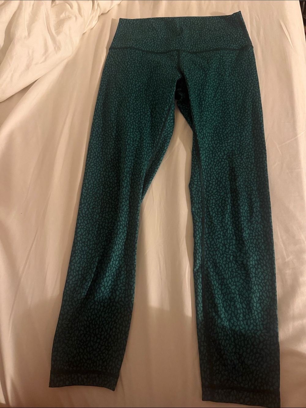 Teal Patterned High-Waist Leggings
